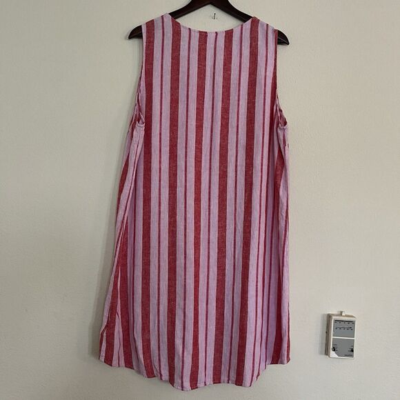 Gap Women's Sleeveless Button Up Linen Blend Striped Red Shift SZ XL - Picture 2 of 8